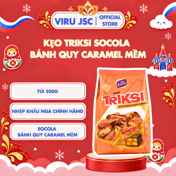 Kẹo Triksi Nga Bánh Quy Caramel Phủ Socola (500g)