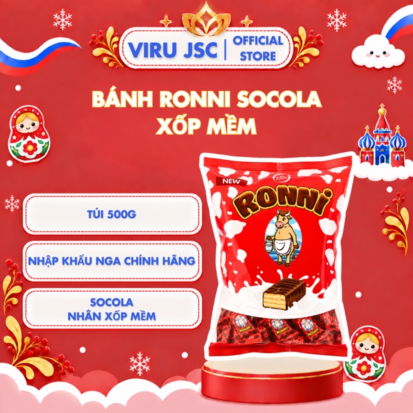 Bánh Ronni Phủ Socola Nhân Xốp Mềm Thơm Béo (500g)