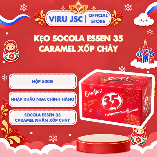 Kẹo Socola Essen 35 Caramel Nhân Xốp Chảy – Hộp 500g