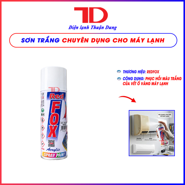 Sơn redfox trắng 200 - SƠN CHUYÊN DỤNG CHO ĐẦU LẠNH MÁY LẠNH WHITE 200 NO40 (12 chai/thùng)