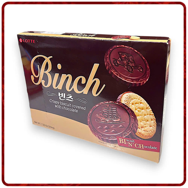 BÁNH QUY PHỦ SOCOLA BINCH LOTTE HỘP GIẤY 204G