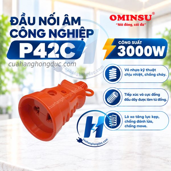 Đầu nối âm công nghiệp 3000W P42C màu cam