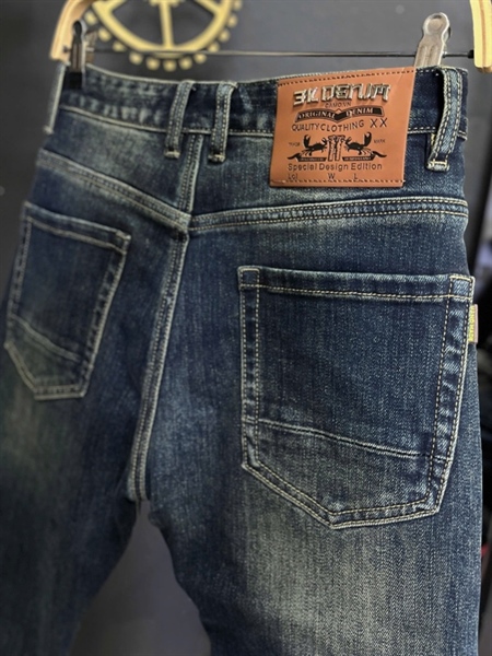 Jean Dài -QCSC- 2233 3K Denim xanh đậm was lót vàng chữ 7 màu