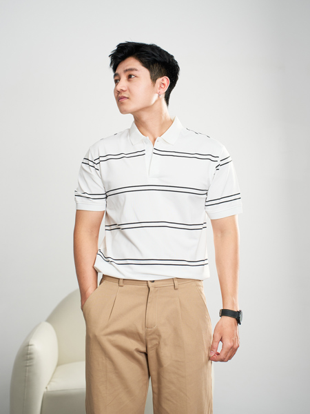 Áo polo striped bl & wh