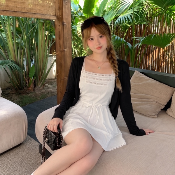 Combo váy + khoác cardigan đen - VVN0032+A0006