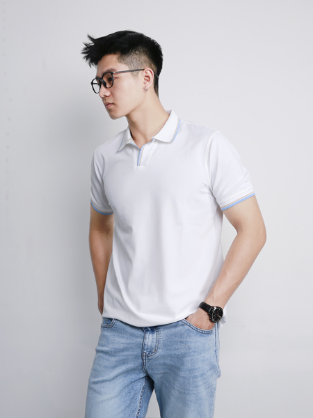 Áo polo cổ V trắng PL10