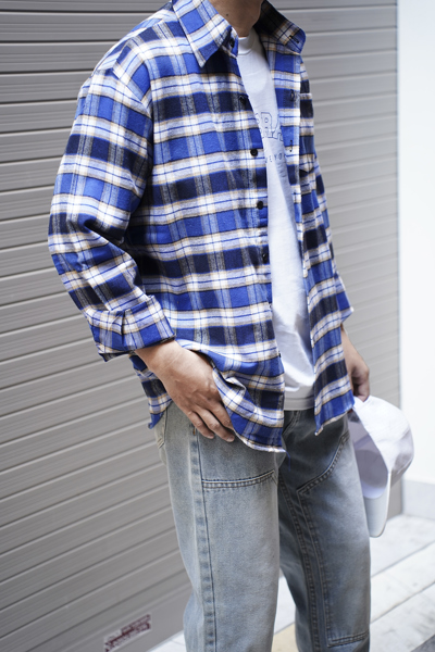 Sơ mi flannel blue