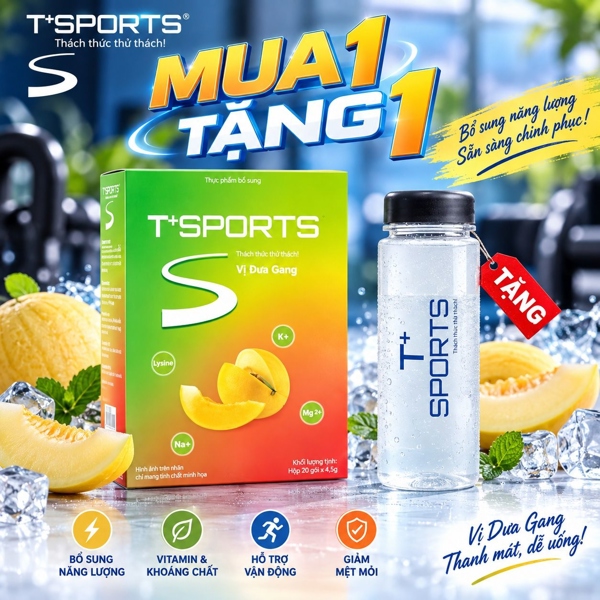Bột điện giải thể thao T+SPORTS Hộp 20 gói