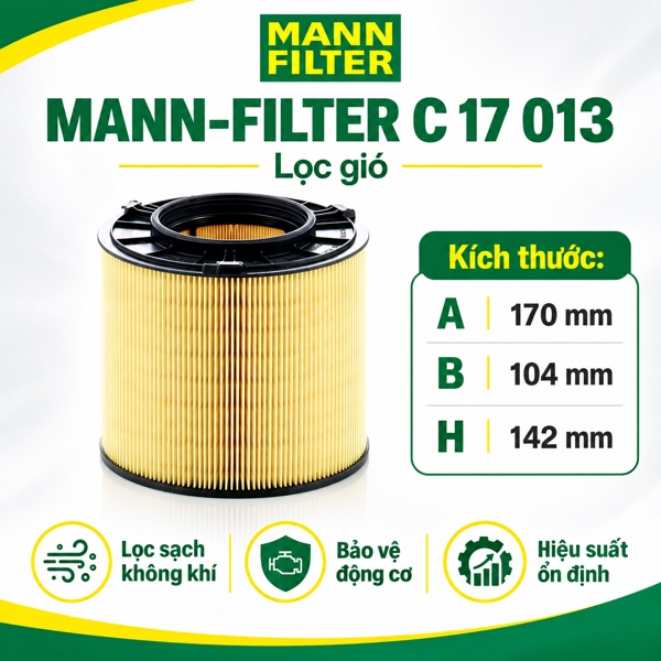 Lọc Gió Động Cơ MANN-FILTER C 17 013 Cho Audi A4 B9 A5 F5 Q5 FY A4L