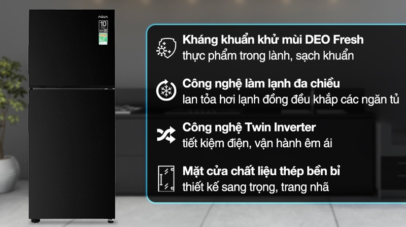 Tủ lạnh Aqua Inverter 189 lít AQR-T220FA(FB) - Việt Nam