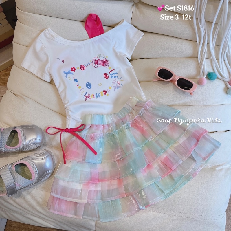 S1816 Set áo kitty quai hồng v 7 màu