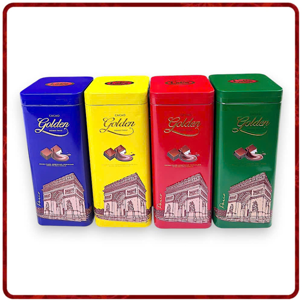 SOCOLA HỖN HỢP CACAO GOLDEN DOUBLE TWIST HIỆU LALE HỘP THIẾC VUÔNG CAO 120G