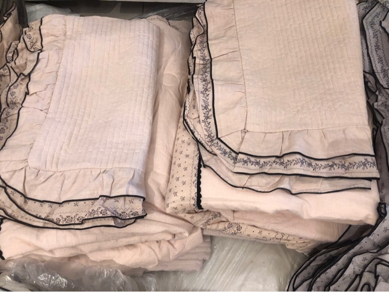 Bộ "Vân Cẩm" | Cotton Linen - Chần sọc, Viền hoa nhí - ST01.3