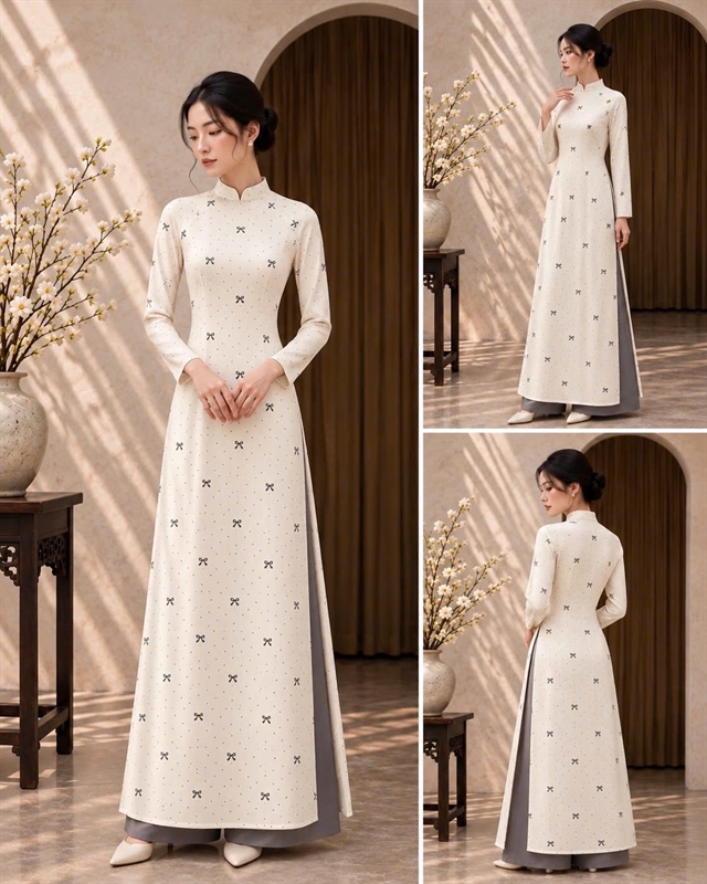 Áo dài truyền thống lụa bi