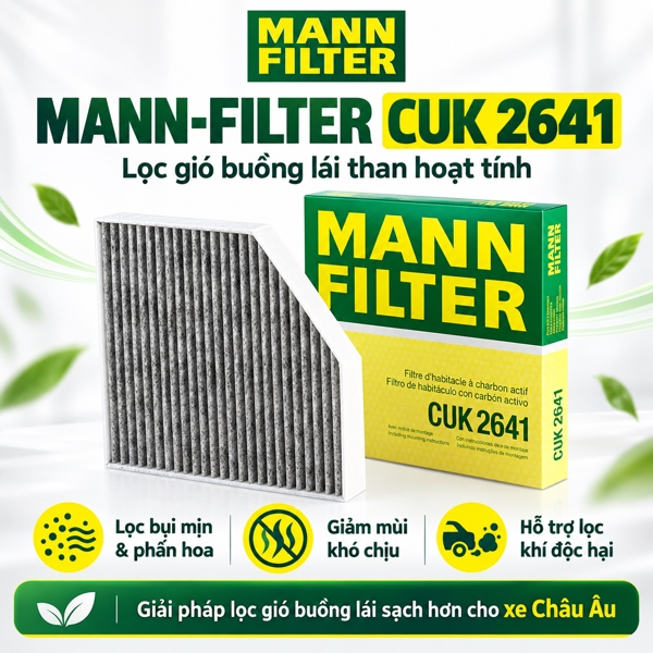 Lọc Gió Điều Hòa Than Hoạt Tính MANN-FILTER CUK 2641 Cho Audi A6 C7, A7, A8