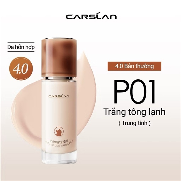 Kem nền Carslan dạng lỏng kiểm soát dầu lâu trôi chống thấm nước suốt 24H 30g da hỗn hợp