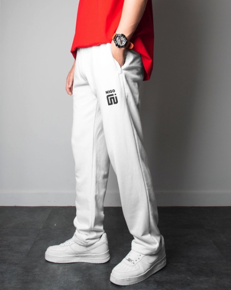 Quần sweatpant trắng nigo suông 12