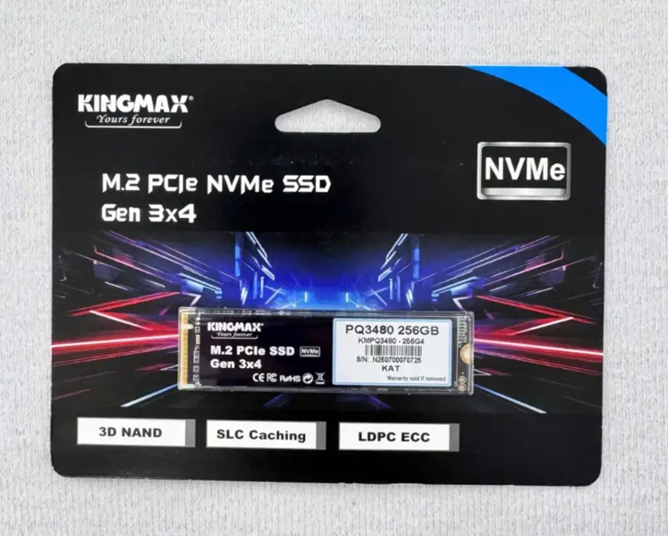 Ổ SSD Kingmax PQ3480 256Gb (NVMe PCIe/ Gen3x4 M2.2280/ 2300MB/s/ 1100MB/s)