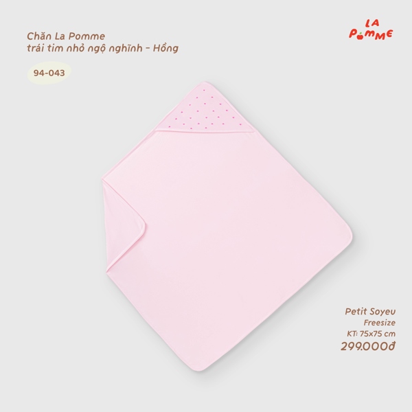 Chăn La Pomme 94-043 trái tim nhỏ ngộ nghĩnh hồng