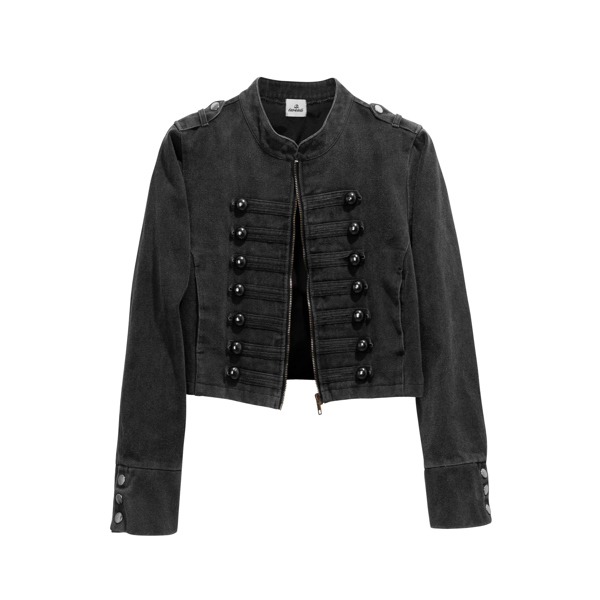 TWENTI Áo Khoác Kaki Crop Phối NÚT - KHOÁC wash đen - Freesize