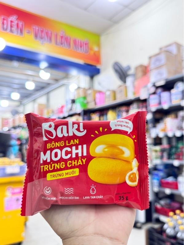 Bánh bông lan mochi trứng chảy Baki 35g