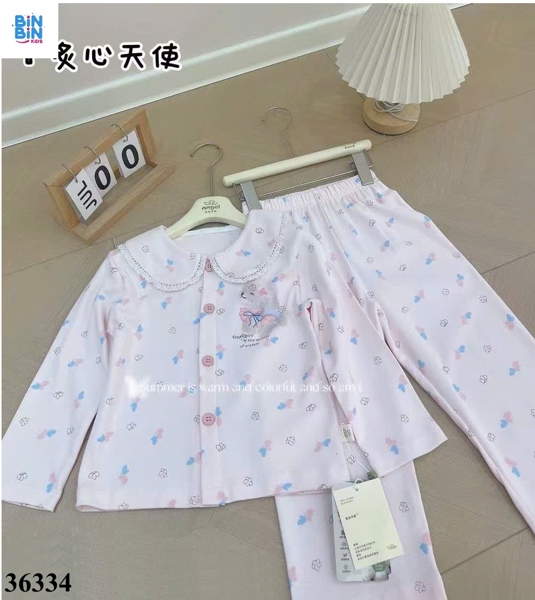 36334 Bộ pyjama Angel cún hồng cổ viền ren