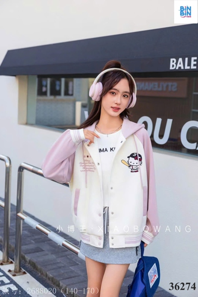 36274 Áo khoác hồng mũ Kitty bóng chày 3