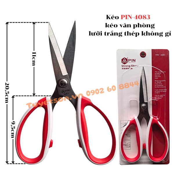 display Kéo PIN-4083 - kéo văn phòng lưỡi trắng thép không gỉ 1
