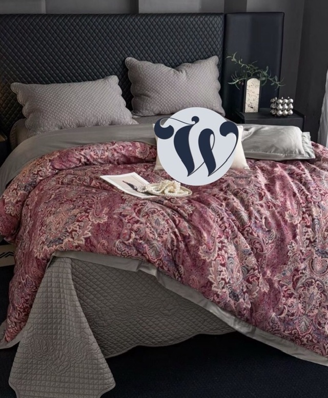 Bộ chần Vip "Chu Sa" | Tencel Cotton 80S - Paisley cổ điển (Đỏ rượu) - LX49