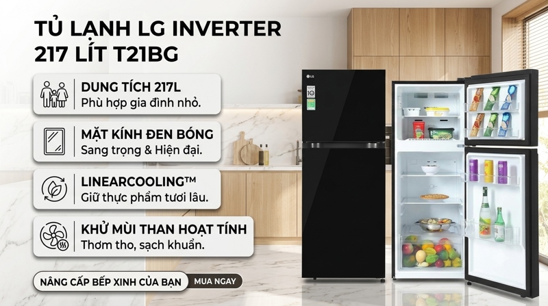 Tủ lạnh LG Inverter 217 lít T21BG 2025 - Indonesia
