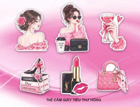 Thẻ cắm giấy tiểu thư hồng