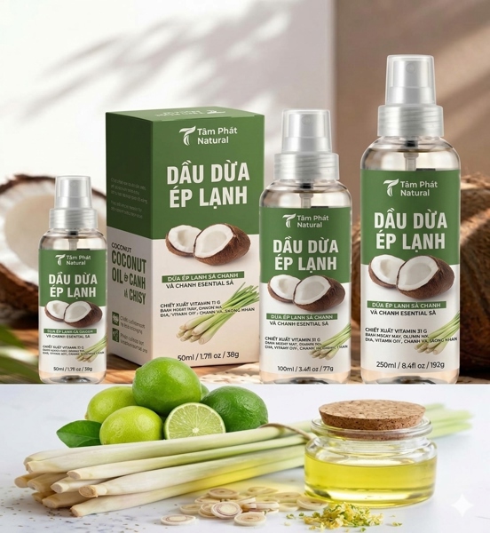 Dầu Dừa Ép Lạnh Massage - Hương Sả Chanh