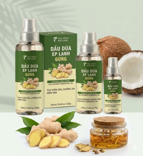 Dầu Dừa Ép Lạnh Massage - Hương Gừng