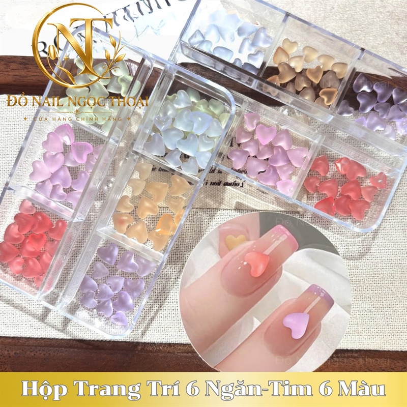 Hộp Trang Trí 6 Ngăn - Tim 6 Màu