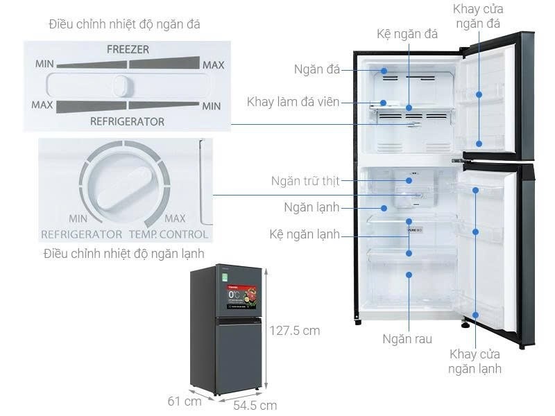 Tủ lạnh Toshiba 207L GR-RT268WE-PMV