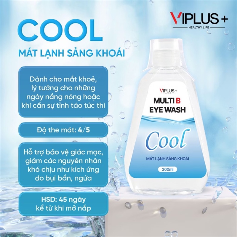 NƯỚC RỬA MẮT VIPLUS COOL MÀU XANH BIỂN 300ML