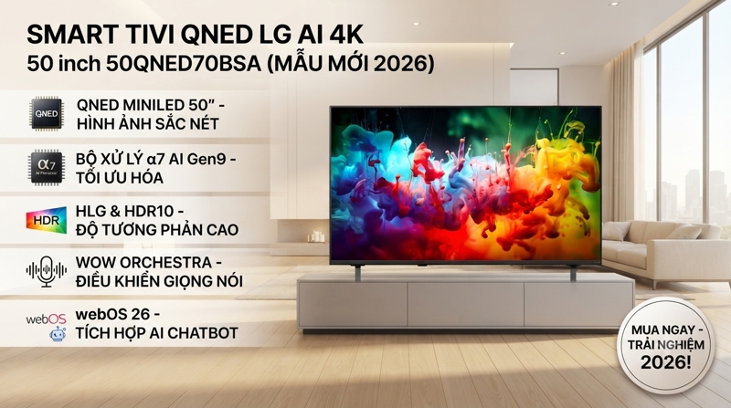 Smart Tivi QNED LG AI 4K 50 inch 50QNED70BSA 2026 - INDONESIA