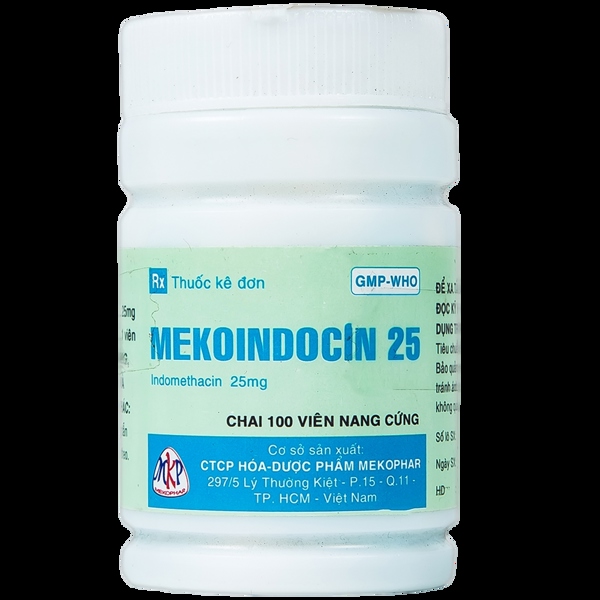 Mekoindocin 25mg mekophar (chai/100 viên nang)
