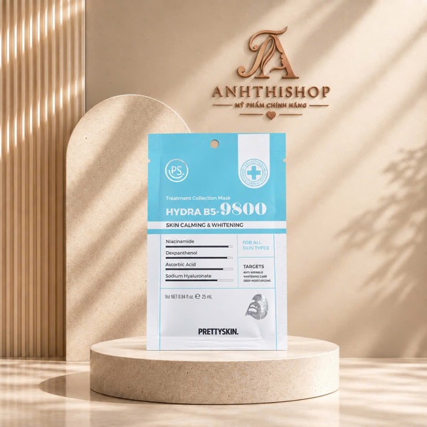 Mặt Nạ Giấy Prettyskin Treatment Collection Mask Hydra B5-9800 25ml – Cấp Ẩm, Phục Hồi, Dưỡng Trắng Da