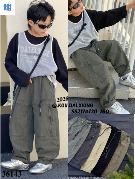 36143 Quần dài KK vàng 2 túi dây kéo