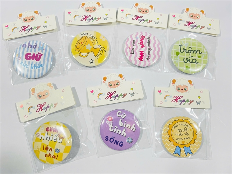 HH41 - Huy hiệu - lời nhắn CUTE, PIN CÀI BALO, TÚI... 5.8cm