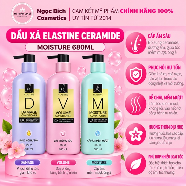 Dầu Cặp Elastine Ceramide Moisture 680ml
