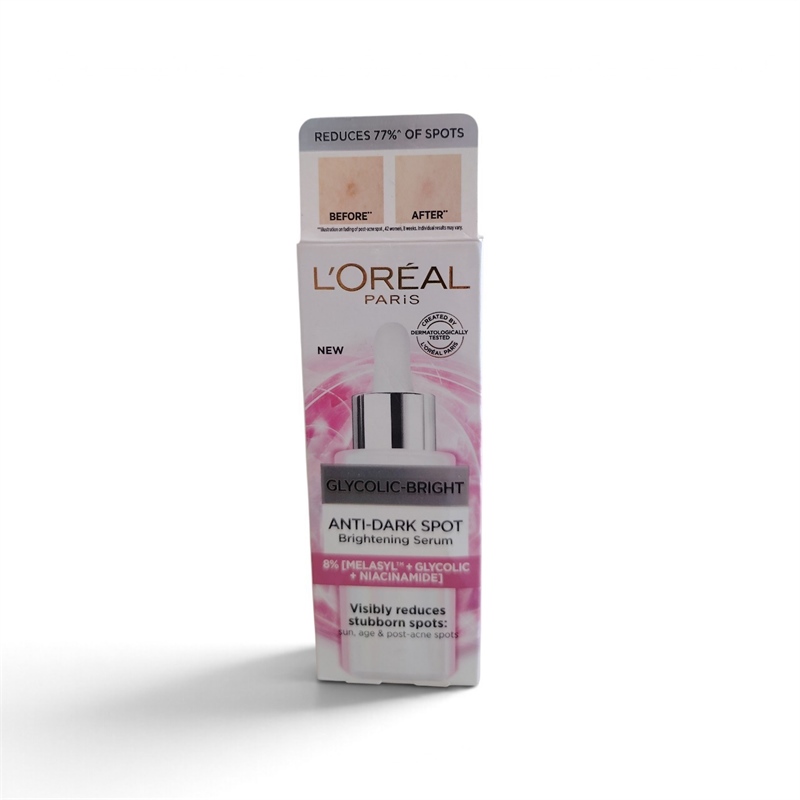 Serum L'Oreal Glycolic Bright Melasyl 8% [Melasyl + Glycolic + Niacinamide] sáng da, mờ thâm mụn & nám 30ml