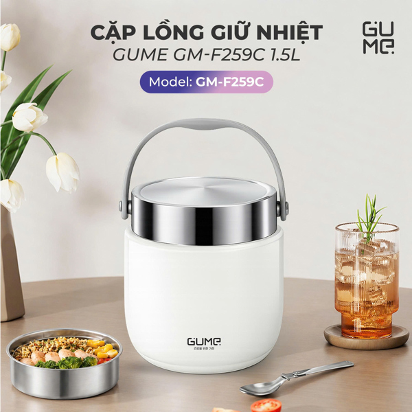 Cặp lồng giữ nhiệt Gume 1,5L màu TRẮNG, GM-F259C