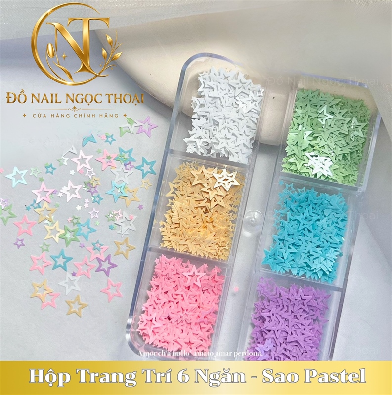 Hộp Trang Trí 6 Ngăn - Sao Pastel
