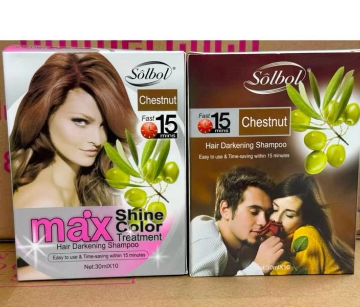 Gội nâu hạt dẻ Solbol hộp 10 gói chính hãng
