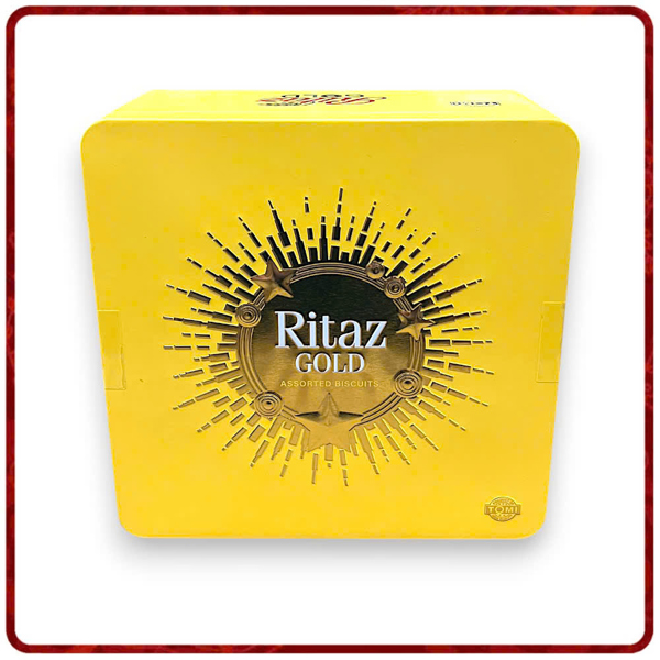 BÁNH QUY THẬP CẨM MẶT TRỜI VÀNG RITAZ GOLD HỘP THIẾC VUÔNG TRUNG 180G