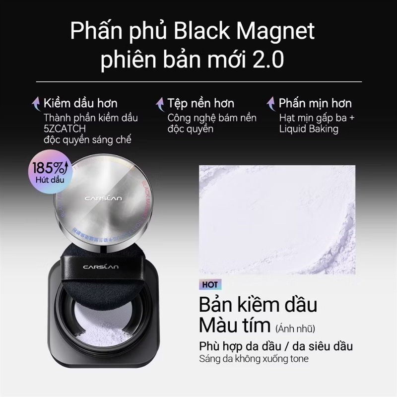 PHẤN PHỦ BỘT CARSLAN 2.0 NẮP XÁM ( TÍM 01 ) CÔNG TY