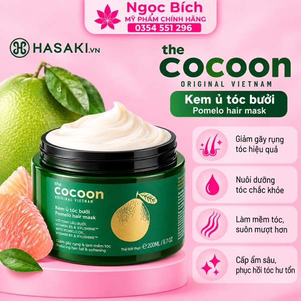 Kem Ủ Tóc Bưởi Cocoon Giảm Gãy Rụng Và Làm Mềm Tóc 200ml