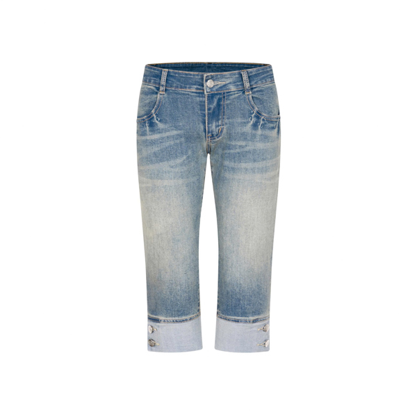 Quần Lửng TWENTI Chất Liệu Jean Form Capri Kiểu Dáng Lật Lai - LẬT LAI-Xanh nhạt - 0